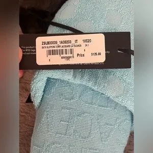 NEW W TAGS! Versace AUTHENTIC La Vacanza Blue Bath Slippers Terry Jacquard Small Luxury Slippers & Designer House Shoes | VERSACE main image 4